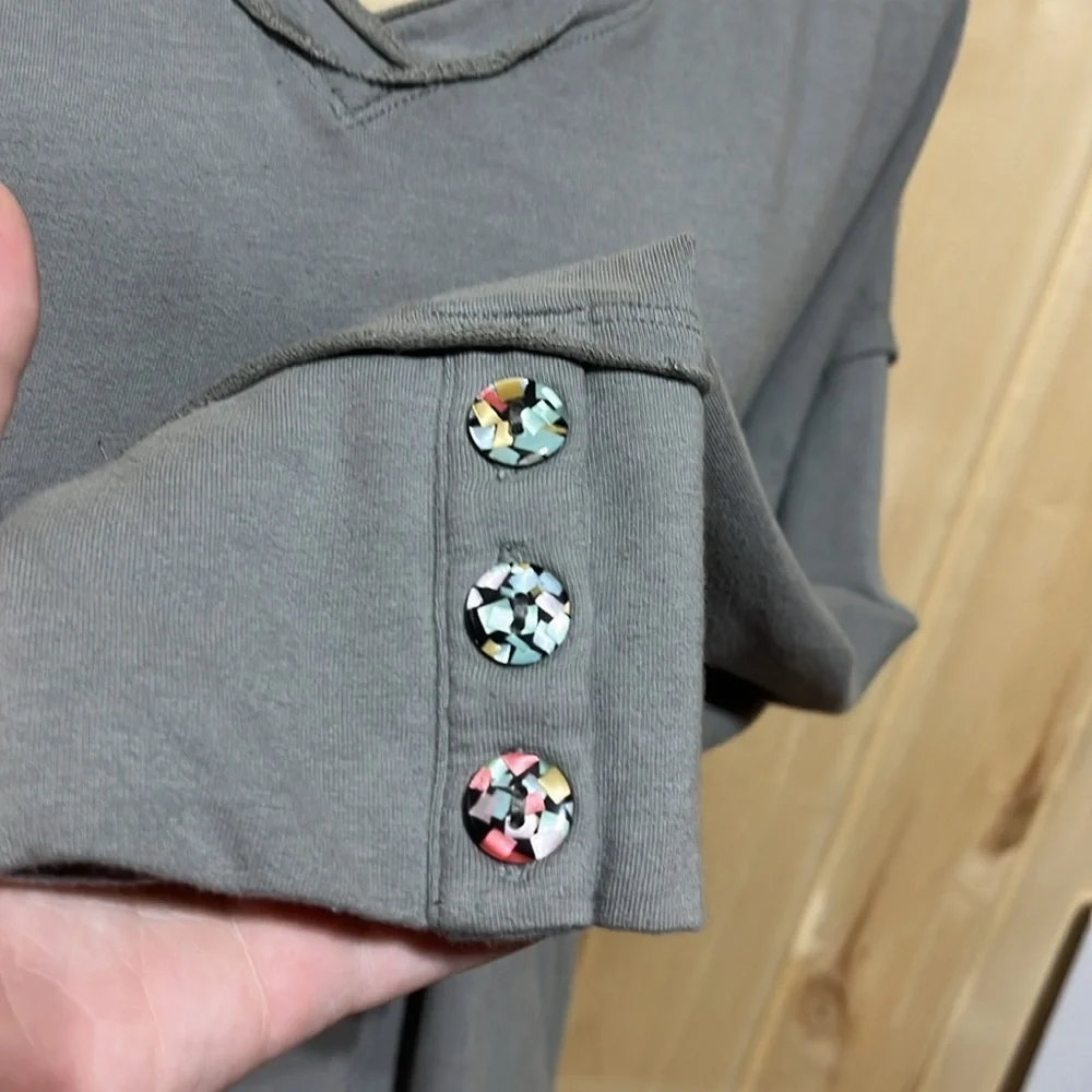 Soft Surroundings‎ Gray Oversized V-Neck Lagenlook Sweater Size XL